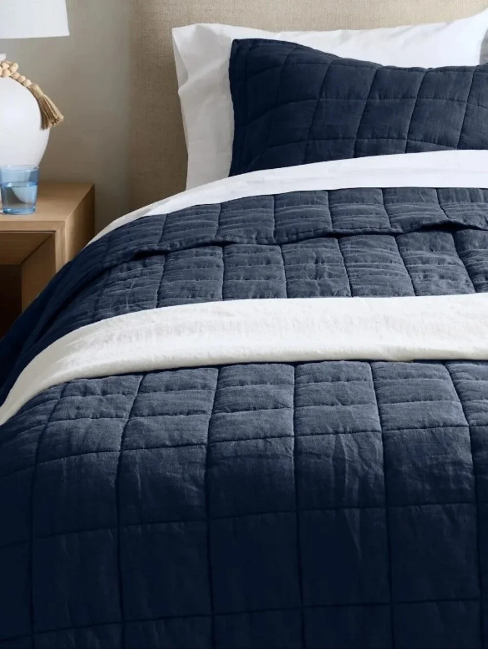 Quince European Linen Box Quilt - Navy